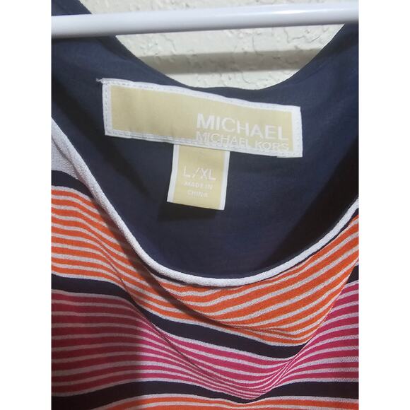 Michael Michael Kors Blouse Womens Striped Belted Batwing Sleeve Top L/XL (916) - Picture 5 of 7